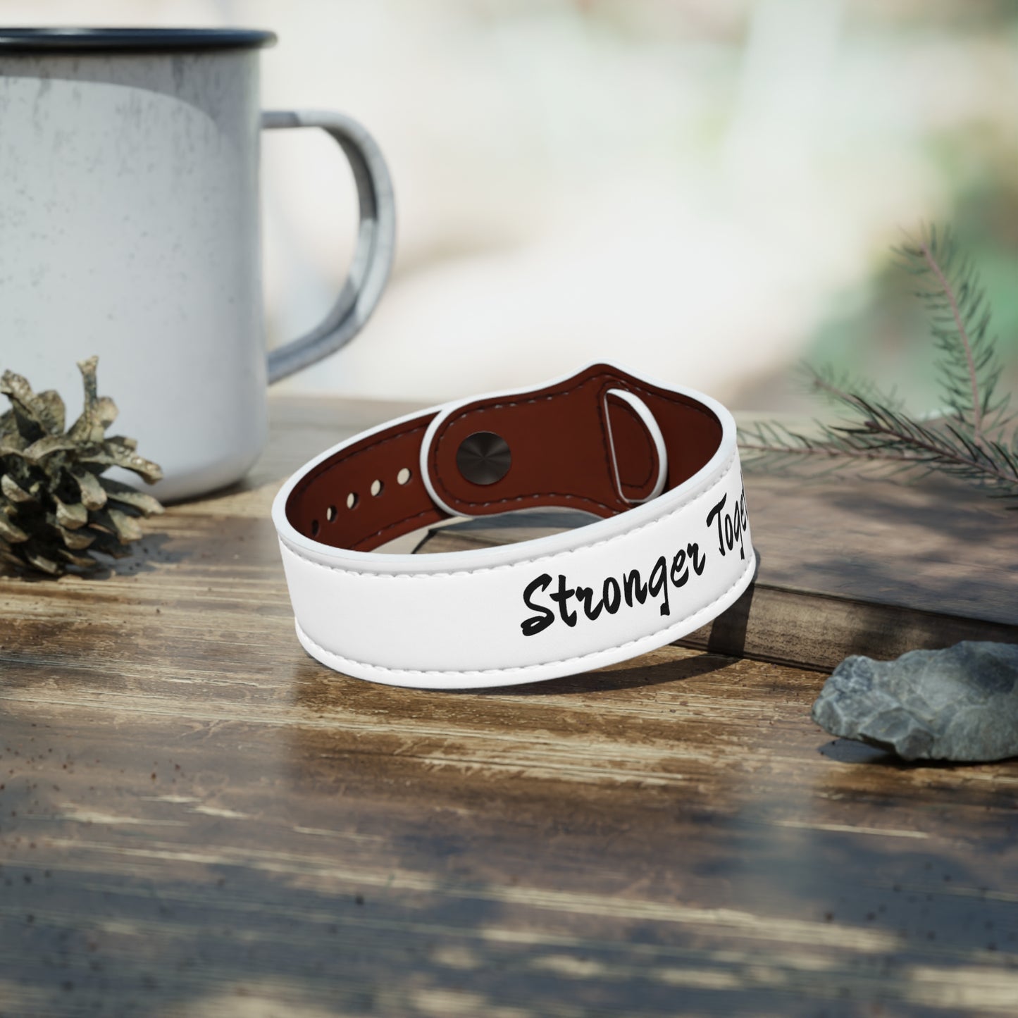 Stronger Together Faux Leather Wristband