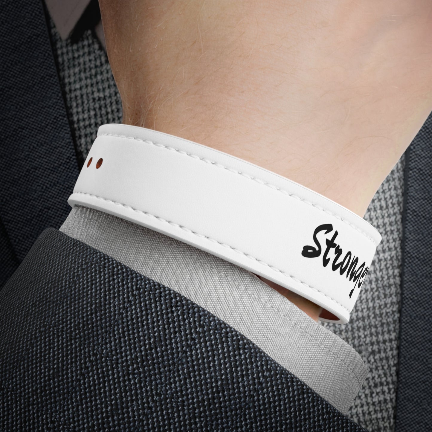 Stronger Together Faux Leather Wristband